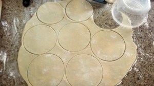 Cut the mini pie crusts...